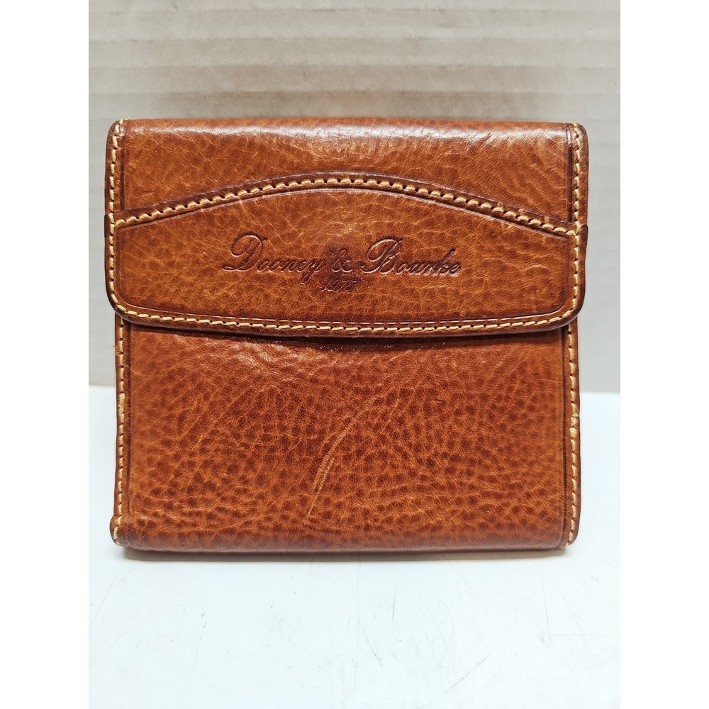 Dooney and bourke Square Snap wallet brown Pebbled Florentine Vacchetta Leather